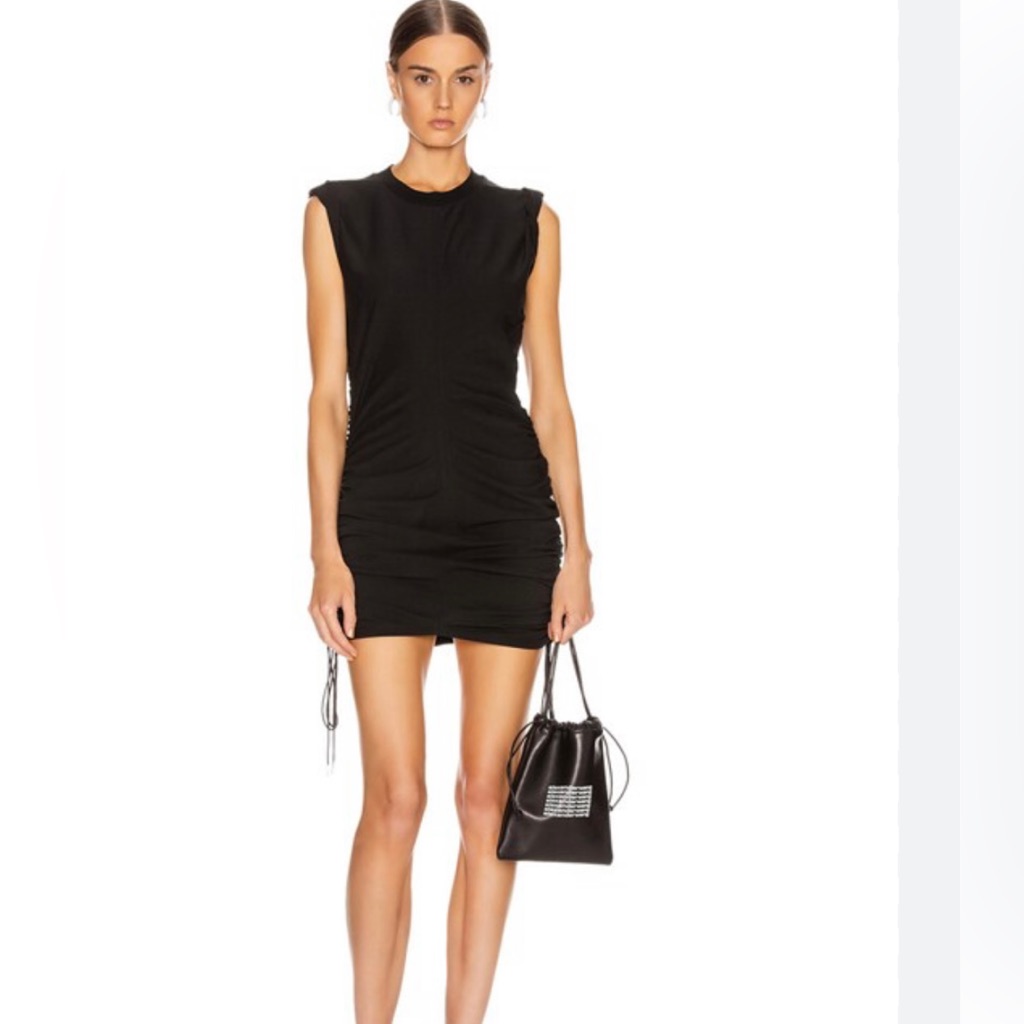 Alexander Wang Size L Tie Dress In Black Cotton Fitted